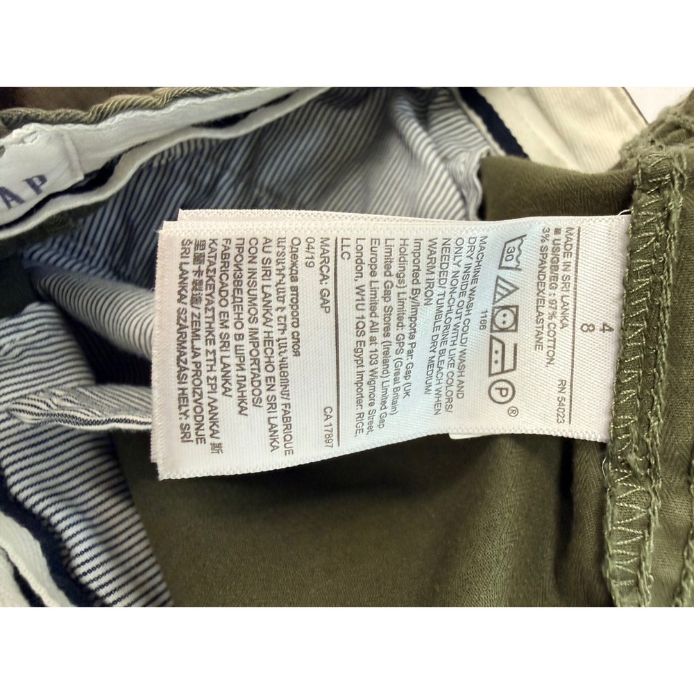Gap Womens Girlfriend Chino Pants 4 Camo Green Raw Hem Stretch Cotton 04/19 - Picture 4 of 7